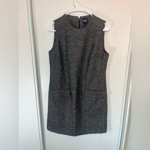 Gap Wool Blend Shift‎ Dress Gray Knee Length Side Pockets Sleeveless Size Small